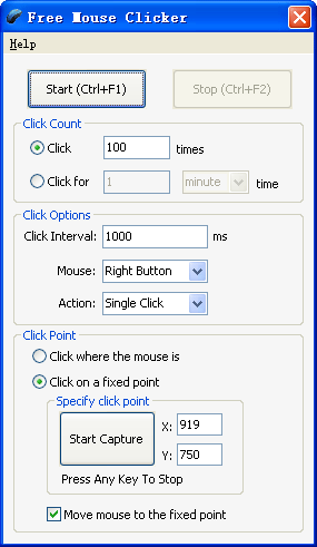 Free Mouse Clicker screen shot