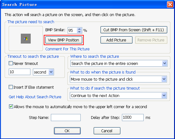 View Bitmap Position